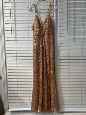Morgan & Co. Rose Gold Sequin Prom Dress 🎊 Size 1 🎊